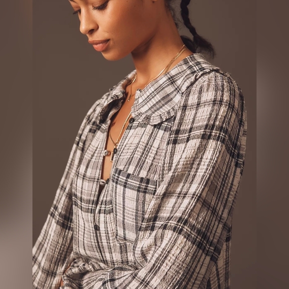 Anthropologie Pilcro Keira Plaid Long Sleeve Mini Dress with Ruffled Collar - Picture 4 of 6